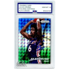 Julius Erving 2014-15 Panini Prizm Blue & Green Autograph Card #163 PSA/DNA 10