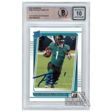Travis Etienne 2021 Panini Donruss Rated Rookie Autograph Card #258 BAS 10