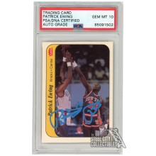 Patrick Ewing 1986-87 Fleer Stickers Autograph Rookie Card #6 PSA/DNA 10 (Light Blue)
