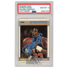 Patrick Ewing 1987-88 Fleer Autograph Card #37 PSA/DNA 10 (Light Blue)