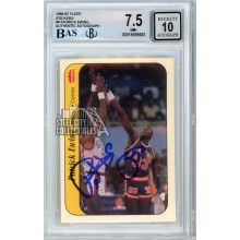 Patrick Ewing 1986-87 Fleer Stickers Autograph Rookie Card #6 BGS 7.5 BAS 10