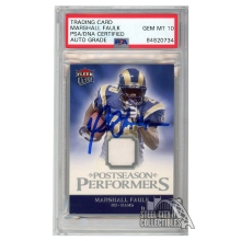 Marshall Faulk 2006 Fleer Ultra Postseason Performers Jersey Autograph Card #UPP-MF PSA/DNA 10