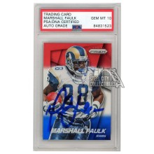 Marshall Faulk 2014 Panini Prizm Red White Blue Autograph Card #48 PSA/DNA 10