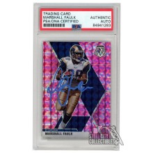 Marshall Faulk 2020 Panini Mosaic Camo Pink Autograph Card #121 PSA/DNA (Light Blue)
