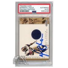 Marshall Faulk 2001 Fleer Showcase Showcase Stitches Autograph Card PSA/DNA