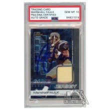 Marshall Faulk 2002 Topps Finest Game Jersey Autograph Card #70 /999 PSA/DNA 10
