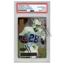 Marshall Faulk 1994 Topps Stadium Club Frequent Scorer Autograph RC Card #327 PSA/DNA (Light Blue)