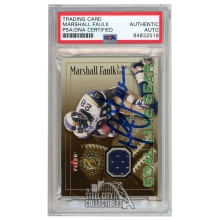 Marshall Faulk 2001 Fleer Authority Goal Line Gear Autograph Card PSA/DNA