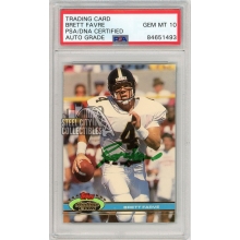 Brett Favre 1991 Topps Stadium Club RC Autograph Card #94 PSA/DNA 10 (Green Ink)