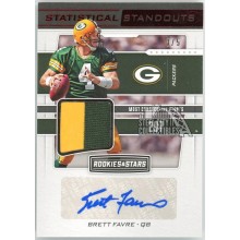 Brett Favre 2019 Panini Rookies & Stars Statistical Standouts Patch Autograph Card #SS-BF 3/5