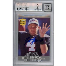 Brett Favre 1991 Fleer Ultra Update Autograph Rookie Card #U1 BGS 9 BAS 10