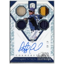 Fernando Tatis Jr 2019 Panini Cornerstones Crystal Autograph Quad Patch Rookie Card #25 47/49