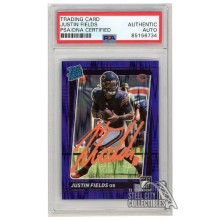 Justin Fields 2021 Panini Donruss Optic Purple Shock Rated Rookie Autograph Card #204 PSA/DNA (Orange)