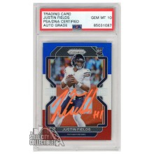 Justin Fields 2021 Panini Prizm Red White Blue Autograph Rookie Card #334 PSA/DNA 10 (Orange)