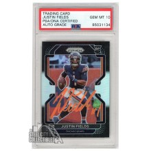 Justin Fields 2021 Panini Chronicles Prizm Black Silver Autograph Rookie Card #PB-3 PSA/DNA 10 (Orange)