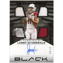Larry Fitzgerald 2020 Black Capstones Quad Jersey Auto 4/10 (Minor Surface Dmg)