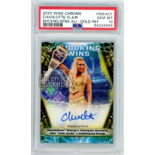 Charlotte Flair 2020 Topps WWE Chrome Gold Refractor Autograph Card PSA 10 45/50