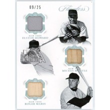 Elston Howard Mickey Mantle Roger Maris 2019 Panini Flawless Triple Relic Card #TL-HMM 9/25