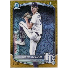 Cooper Flemming 2025 Bowman Draft Chrome Mega 1st Gold Refractor Card #BDC-166 31/50