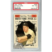 Whitey Ford 1961 Topps All Star Card #586 PSA 8 NM-MT