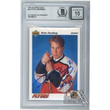 Peter Forsberg 1991-92 Upper Deck Rookie Autograph HOF 14 Card #64 BAS 10