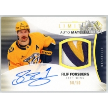 Filip Forsberg 2025-26 UD SP Authentic Limited Patch Autograph Card #98 50/50
