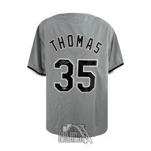 Frank Thomas Autographed Chicago Custom Gray Baseball Jersey - BAS (3 Signed)