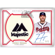 Freddie Freeman 2019 Topps Definitive Majestic Logo Patch Auto Card #ARC-FF 1/1