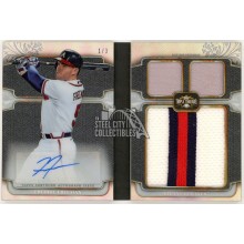 Freddie Freeman 2014 Topps Triple Threads Jumbo Relic Autograph Booklet Card 1/3