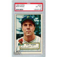 Bob Friend 1952 Topps Baseball Rookie Card #233 PSA 6 EX-MT