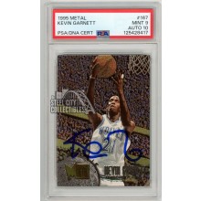 Kevin Garnett 1995-96 Fleer Metal Autograph Rookie Card #167 PSA 9 PSA/DNA 10