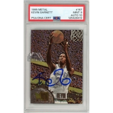 Kevin Garnett 1995-96 Fleer Metal Autograph Rookie Card #167 PSA 9 PSA/DNA 10