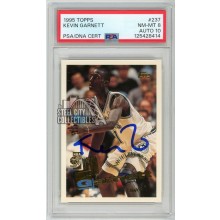 Kevin Garnett 1995-96 Topps Autograph Rookie Card #237 PSA 8 PSA/DNA 10