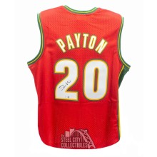 Gary Payton Autographed Seattle Mitchell & Ness Red Basketball Jersey (XL) - BAS