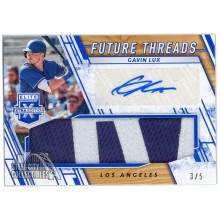 Gavin Lux 2019 Panini Elite Extra Edition Future Threads Autograph Patch Card #FTS-GL 3/5
