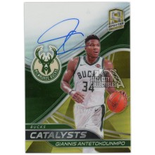 Giannis Antetokounmpo 2019-20 Panini Spectra Catalysts Gold Autograph Card #CT-GAN 03/10