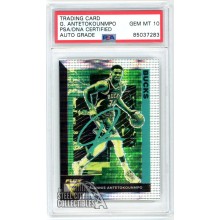 Giannis Antetokounmpo 2020-21 Panini Flux Prizm Auto Card #97 PSA/DNA 10 (Green)