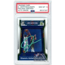 Giannis Antetokounmpo 2020-21 Panini Donruss Optic Air Defense Auto Card #1 PSA/DNA 10 (Green)