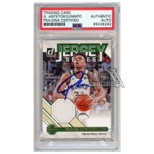 Giannis Antetokounmpo 2020-21 Panini Donruss Jersey Series Autograph Card #JS-GAN PSA/DNA