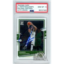 Giannis Antetokounmpo 2020-21 Panini Donruss Optic Autograph Card #29 PSA/DNA 10