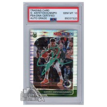 Giannis Antetokounmpo 2019-20 Panini Hoops Premium Stock Pulsar Autograph Card #102 PSA/DNA 10 (Green)