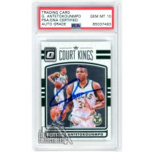 Giannis Antetokounmpo 2016-17 Panini Donruss Optic Court Kings Auto Card #24 PSA/DNA 10