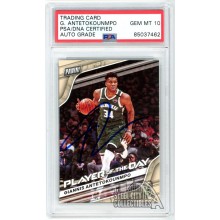 Giannis Antetokounmpo 2020-21 Panini Player Of The Day Auto Card #28 PSA/DNA 10