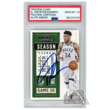 Giannis Antetokounmpo 2020-21 Panini Contenders Autograph Card #99 PSA/DNA 10