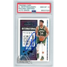 Giannis Antetokounmpo 2020-21 Panini Contenders International Auto Card #20 PSA/DNA 10