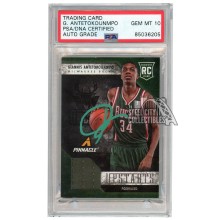 Giannis Antetokounmpo 2013-14 Panini Pinnacle Upstarts Jersey Autograph RC Card #12 PSA/DNA 10 (Light Green)