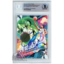Giannis Antetokounmpo 2021-22 Panini Court Kings Artistic Endeavors Autograph Jersey Card #15 BAS