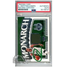 Giannis Antetokounmpo 2022-23 Panini Crown Royale Monarch Autograph Jersey Card #MM-GNA PSA/DNA (Green)