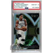 Giannis Antetokounmpo 2022-23 Panini Select Selective Swatches Autograph Jersey Card #SS-GA PSA/DNA 10 (Green)
