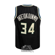 Giannis Antetokounmpo Autographed Milwaukee Black Custom Basketball Jersey - JSA (Blue Collar)